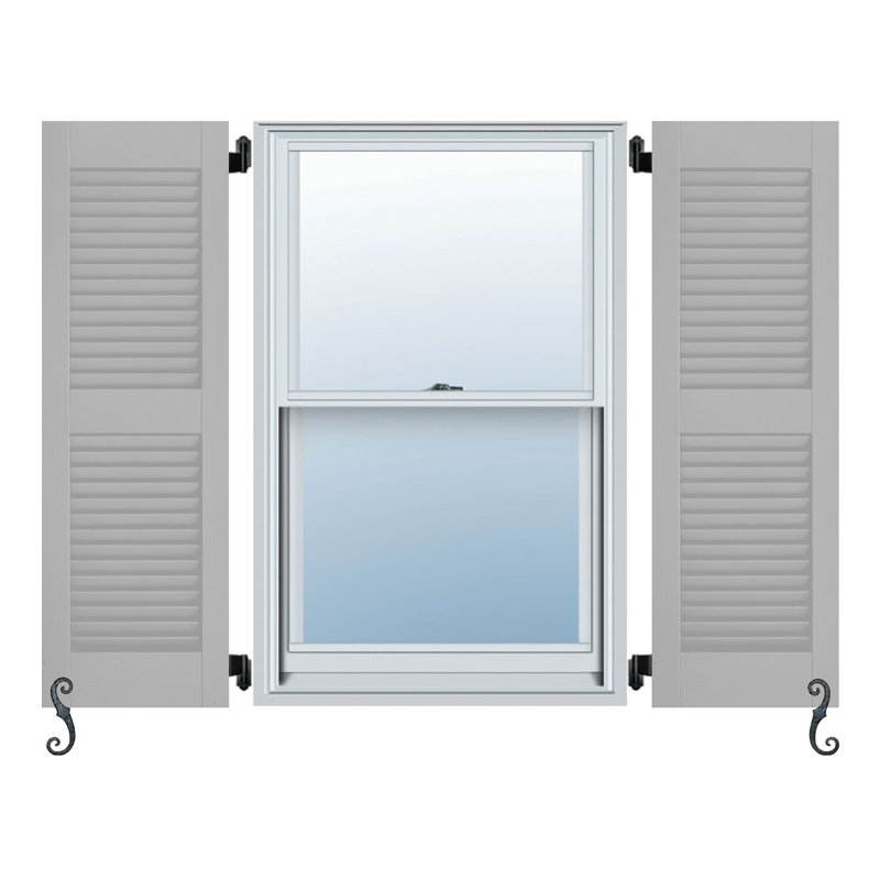 Paires de volets de colonial à persiennes architecturale meneau Atlantic, Gris Chelsea, 18 po, 37 po