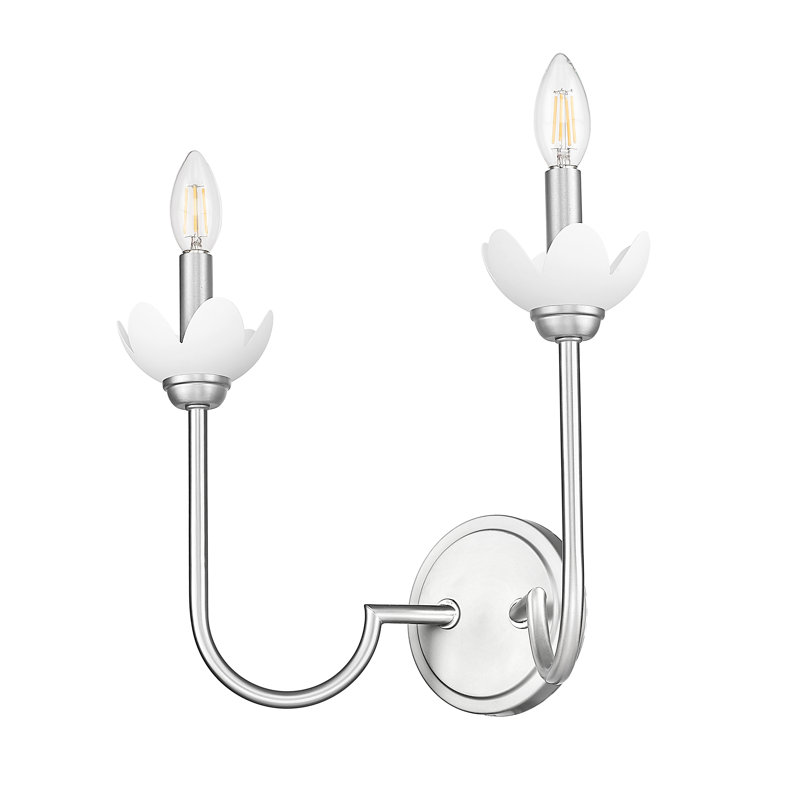 Applique murale texturée Burgett, Nickel brossé, Deux lumières, H 11,75 po x l 15 po x P 7,5 po