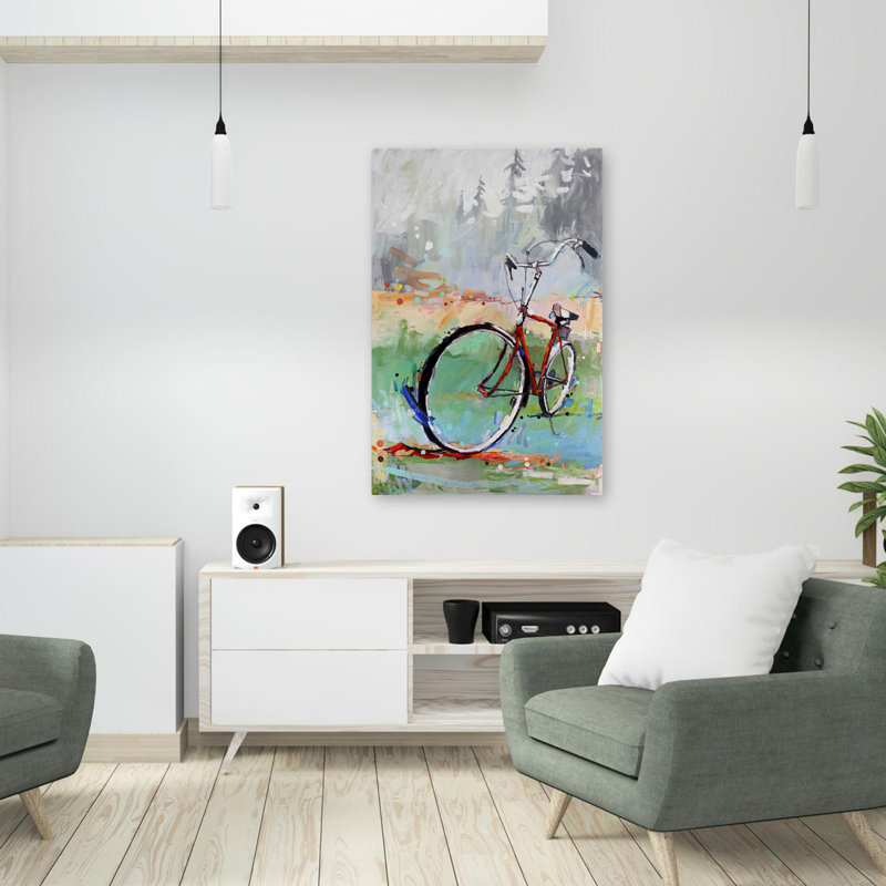 Quand je me lève - Paysages contemporains, art à bicyclettes, H 36 po x l 24 po