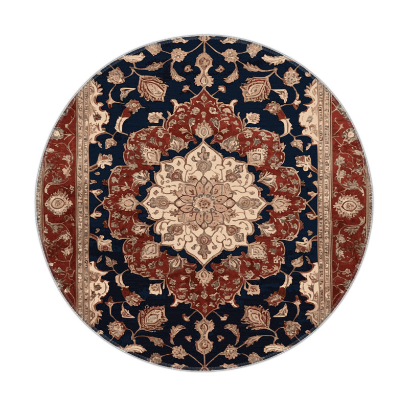 Tapis d'intérieur et d'extérieur brun Persian, Rond 5 pi
