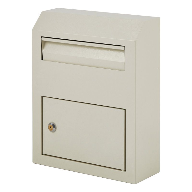 Boîte aux lettres verrouillable résistante aux intempéries avec conception murale en acier - Boîte de rangement pour la maison ou le bureau, clé incluse