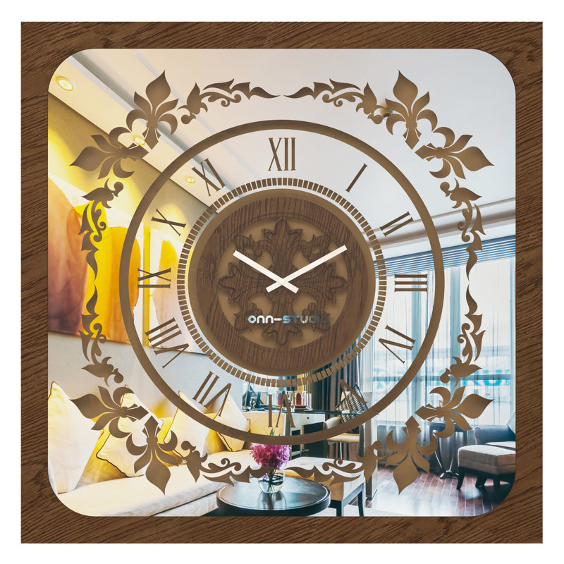 Allizzon Wood Wall Clock, 80cm H x 80cm W, Walnut