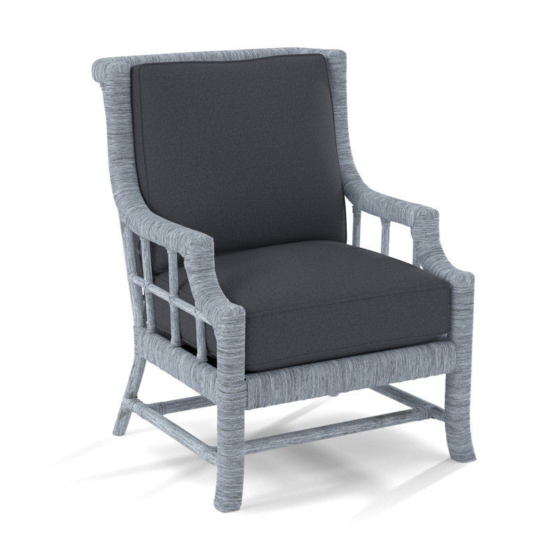 Lafayette Armchair, White Textured Performance; 0865-91, Sea Glass