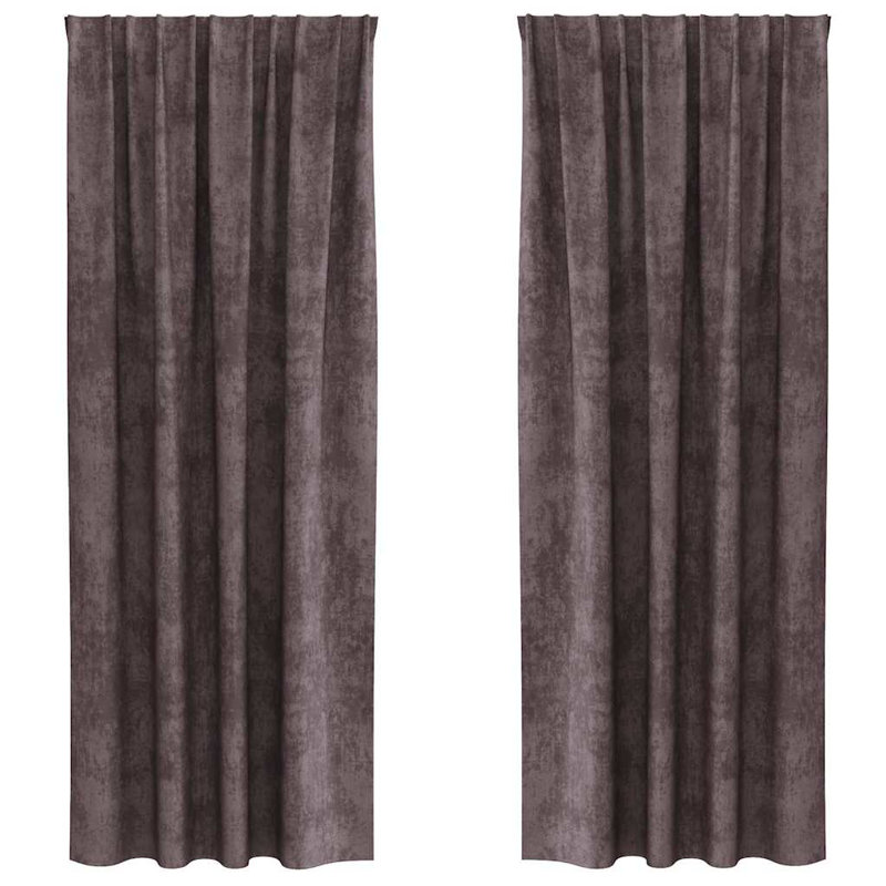 Curtain With Curtains 2 Pcs Velvet, Brown, 140cm Width x 225cm Drop