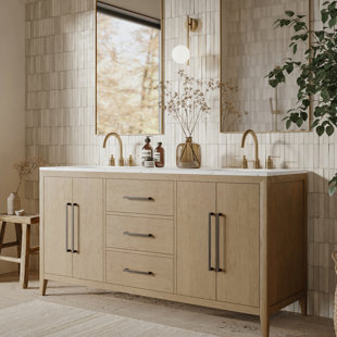 Meuble-lavabo double 66 po avec plateau Alsup