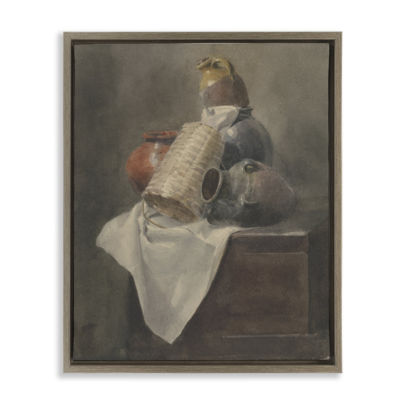  Art mural sur toile Floater, "Mute Vases Still Life" par Peter Dewint, Cadre flottant orme Montalcino, H 21 po x l 17 po