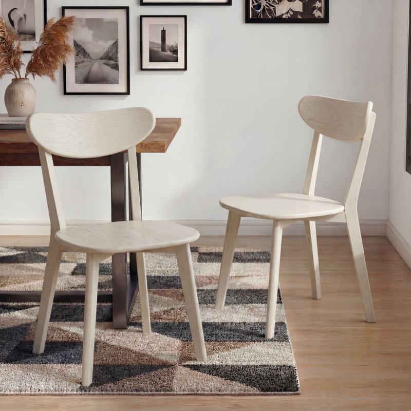 100% Solid Oak 17.7"H Side Chairs Set of 4, White Oak, 4