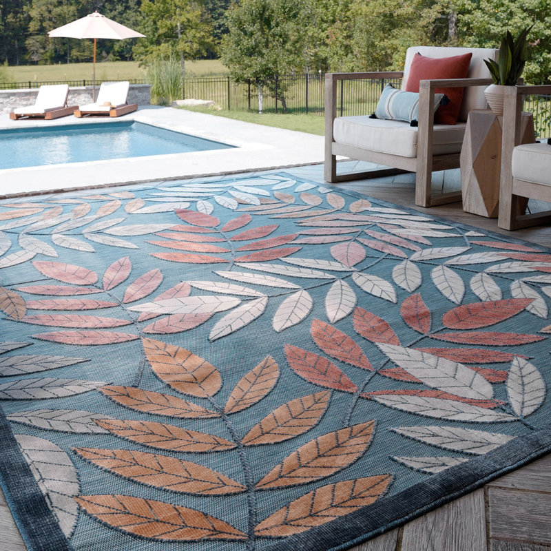 Tapis floral transitionnel Gilda, turquoise, Rectangle 8 pi 5 po x 12 pi 2 po