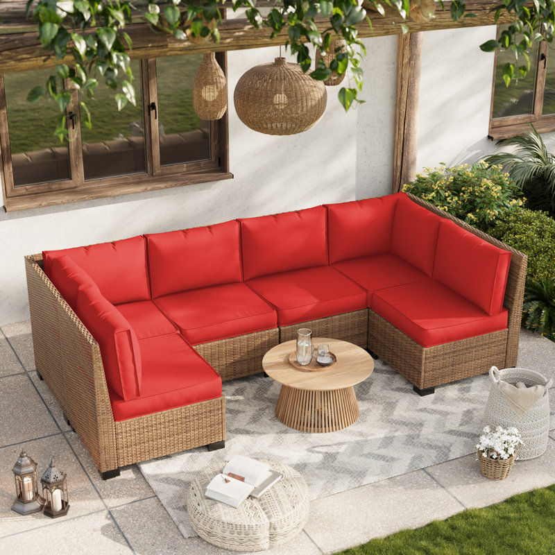 14-Piece Outdoor Sectional Cushions Set, Seat Cushions with Zippered Covers for Patio Furniture,  Red