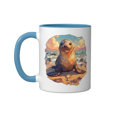 Sea Lion Ceramic Mug, Red/White, 11oz