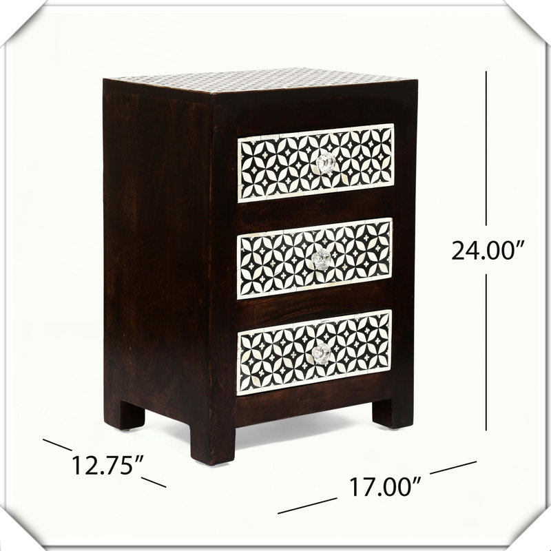 Table de chevet en bois à 3 tiroirs Fonctionnelle, polyvalente, pratique, élégante, décorative, durable, compacte, utile