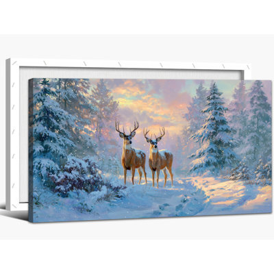 «Scenic Wall Art - Serene Animal Winter», reproduction d'art sur toile pour le salon