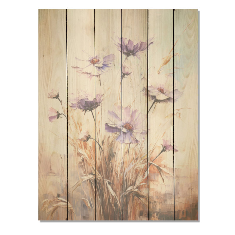 Blue And Purple Cornflowers Symphony I - Cornflowers Wood Wall Art On Natural Pine Wood, 40" H x 30" W