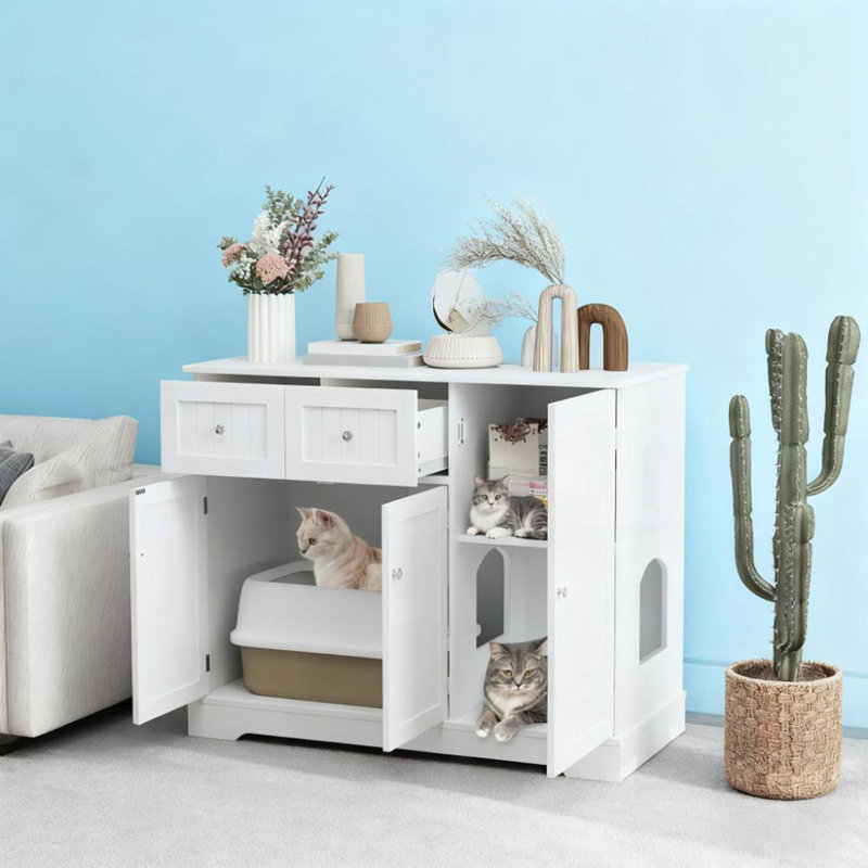 Enceinte de litière pour chat 39 "x 18" x 31,5 avec tiroirs