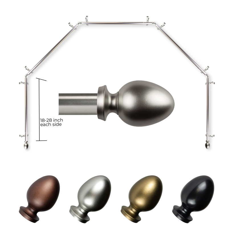 Tringle à rideaux 5 côtés Emeka, Nickel satiné, 18 po - 28 po (chaque côté)