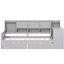 Lit de jour gris avec rangement conçu, bureau d'étude polyvalent et structure stable avec bibliothèque intégrée réglable, idéale pour les petits espaces invités-326583572
