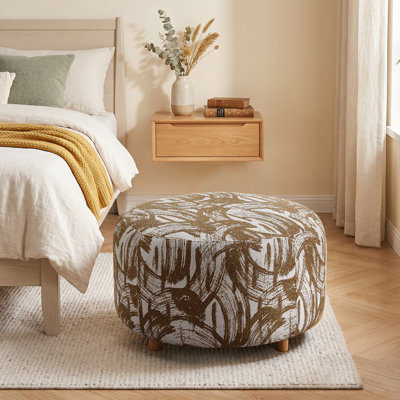 28.7" Wide Modern Round Upholstered Ottoman