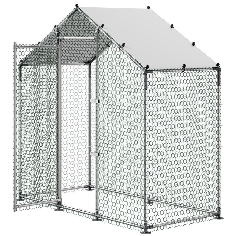 Grand poulailler en métal avec couvercle imperméable et toit Spire - cage à poulailler 6,6 x 3,3 x 6,6 pi