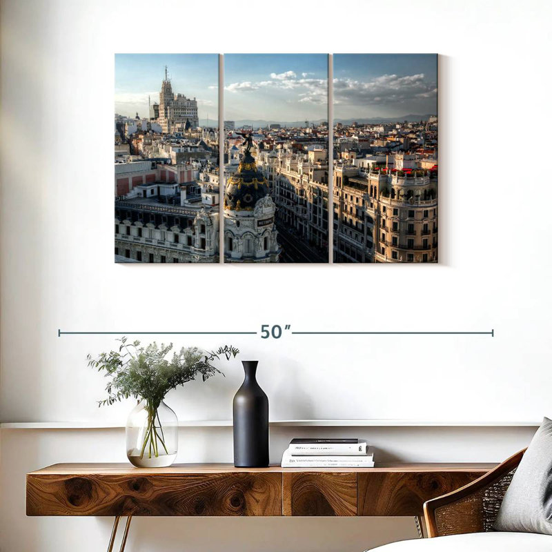 Madrid Cityscape From Gran Via, 24" H x 38" W