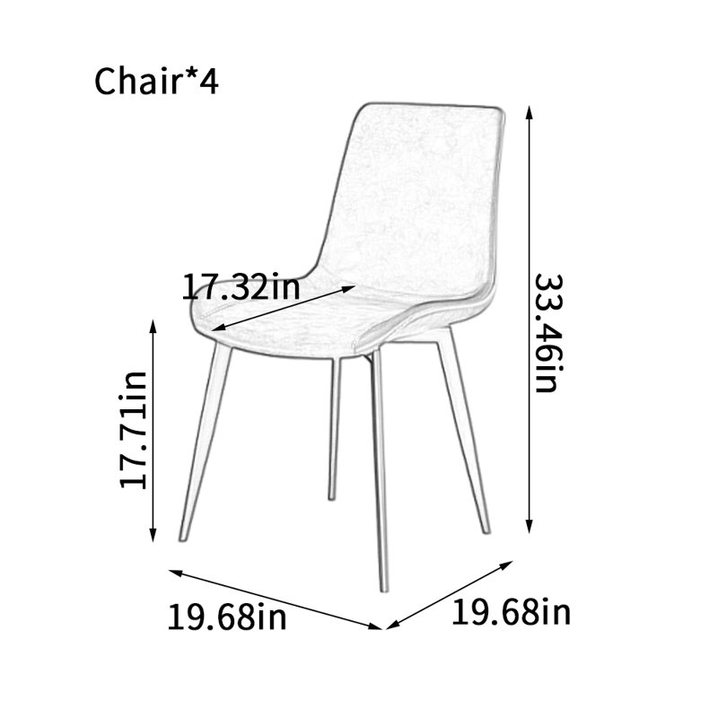 Chaises de salle à manger modernes sans accoudoirs gris minimaliste