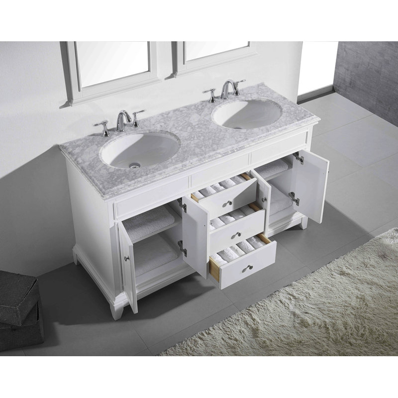 Elite Stamford 72" Double Bathroom Vanity Set, White