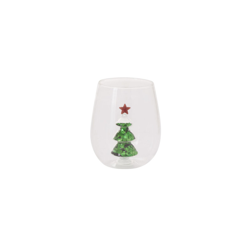 Glitter Tree Drinkware 3.5"x 4.25"