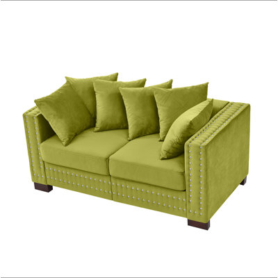 Modern Design Living Room Sofa Square Armrest With Silver Nails Decoration Upholstered Velvet Loveseat