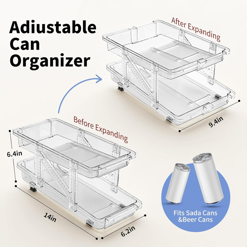 Ensemble de 2 supports de rangement pour réfrigérateur à largeur réglable