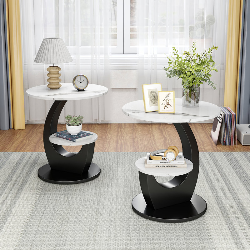 Side Table with Storage, Black