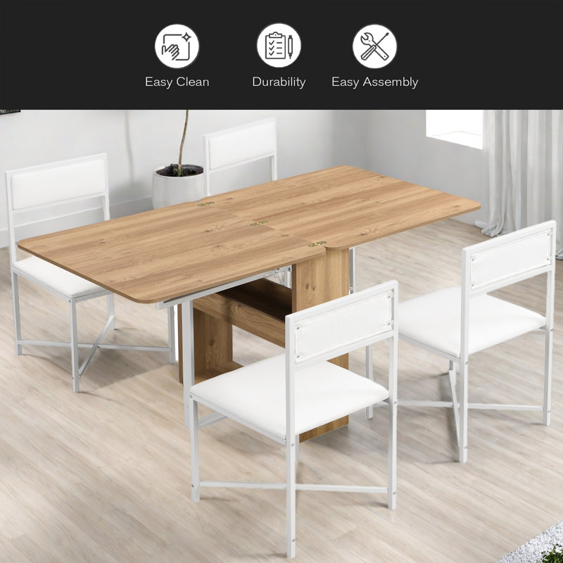 Ensemble de table de salle à manger extensible de 63 pouces Modern Modern, Blanc