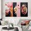 Retro Glam Liquid Minimal Art Pink White Black I - Abstract Shapes Art Set Of 3 Pieces-38327714-38327717