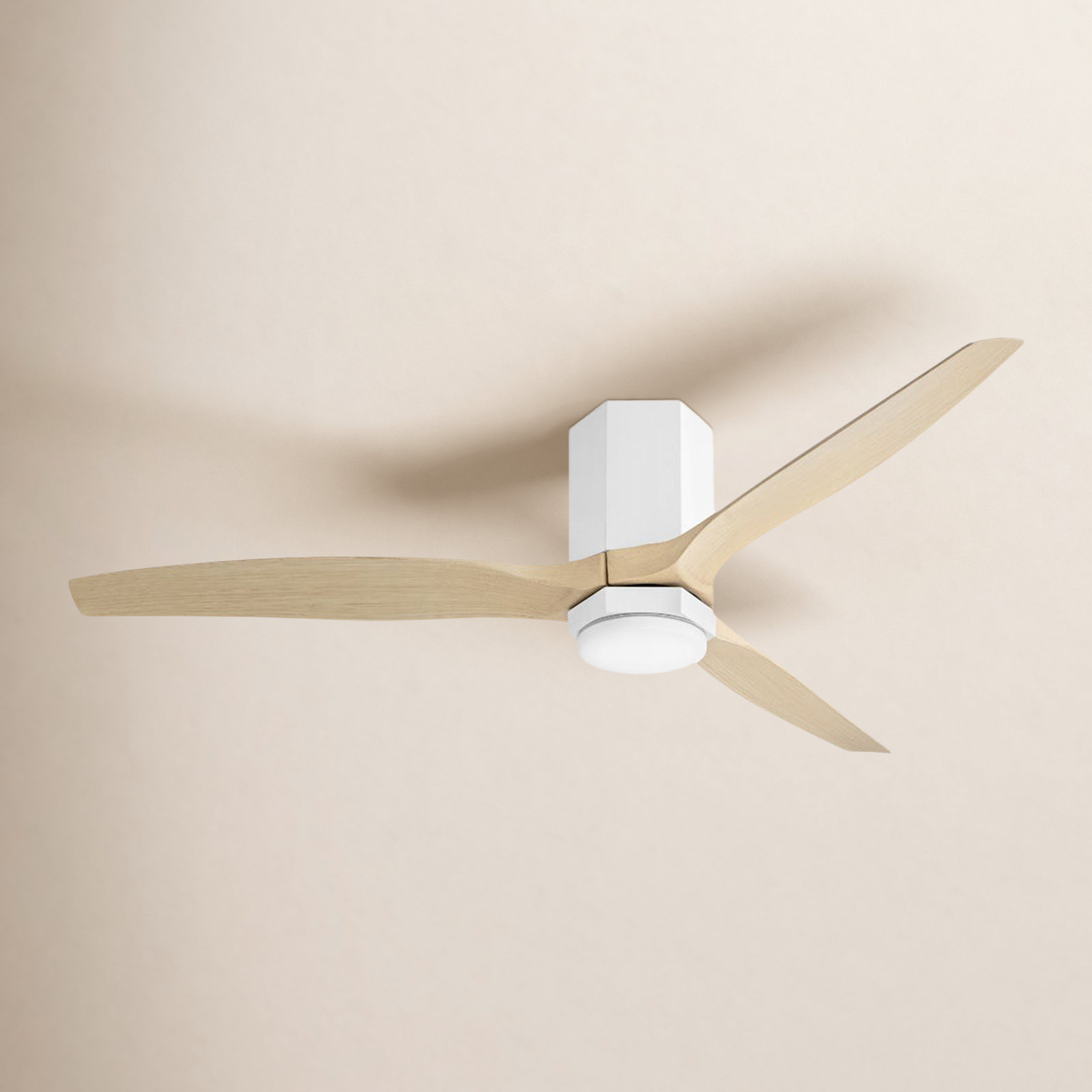 Brocken 3 Blade Ceiling Fan with LED Light Kit, 52", Matte White/Natural