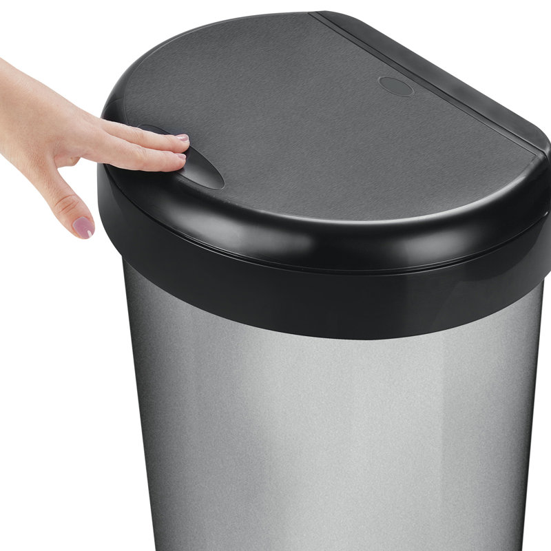 42 Litre Touch Top Waste Bin, Silver