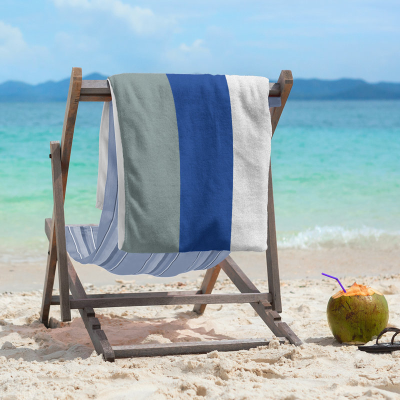 Beach Towel, Navy/Gray/Off White