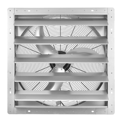 24 Inch Shutter Exhaust Fan Wall Mounted Automatic Louvers Silver, 7030 CFM Ventilation and Cooling for Attic, Sturdy Steel Housing, Low Noise, AC Motor, Garage, Barn, Greenhouse, Workshop