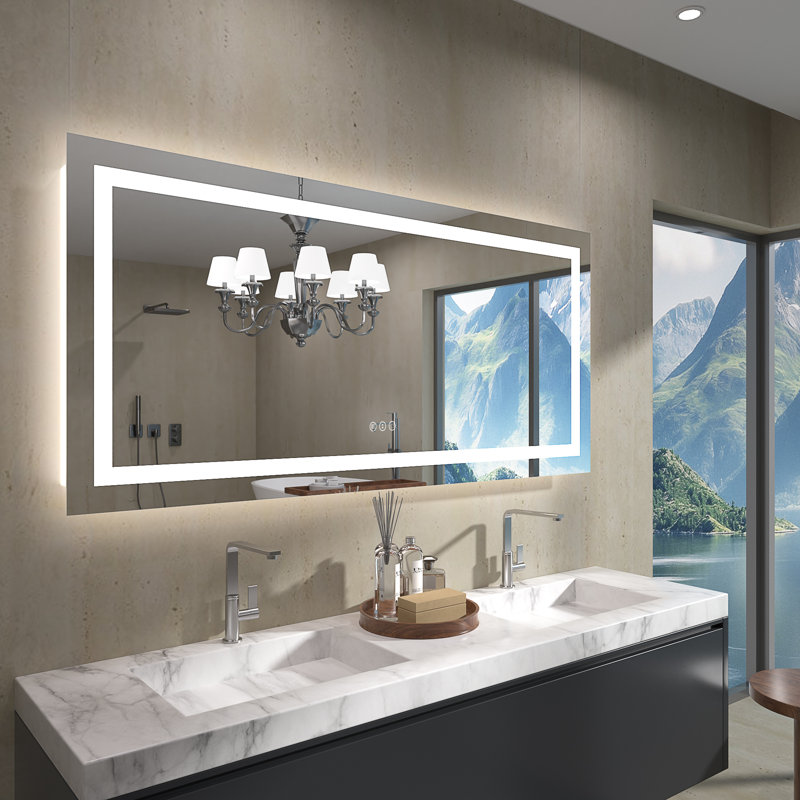 Miroir de salle de bain rectangulaire, 60 po x 28 po