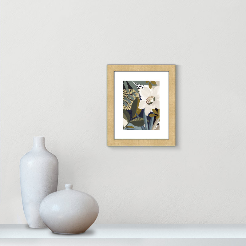 Floral Symphony " Floral Symphony I " Acrylic Print, 36" H x 26" W x 2" D, Brown Framed