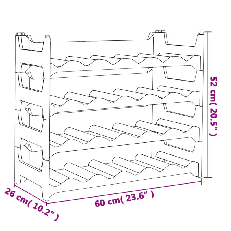 Bilderback Tabletop Wine Bottle Rack in Anthracite, 52cm H x 60cm W x 26cm D