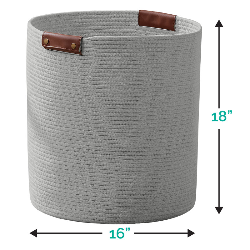 Fabric Laundry Hamper with Handles, Grey