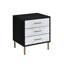 Table de chevet 3 tiroirs avec pieds en métal et façade tendance pour chambre or