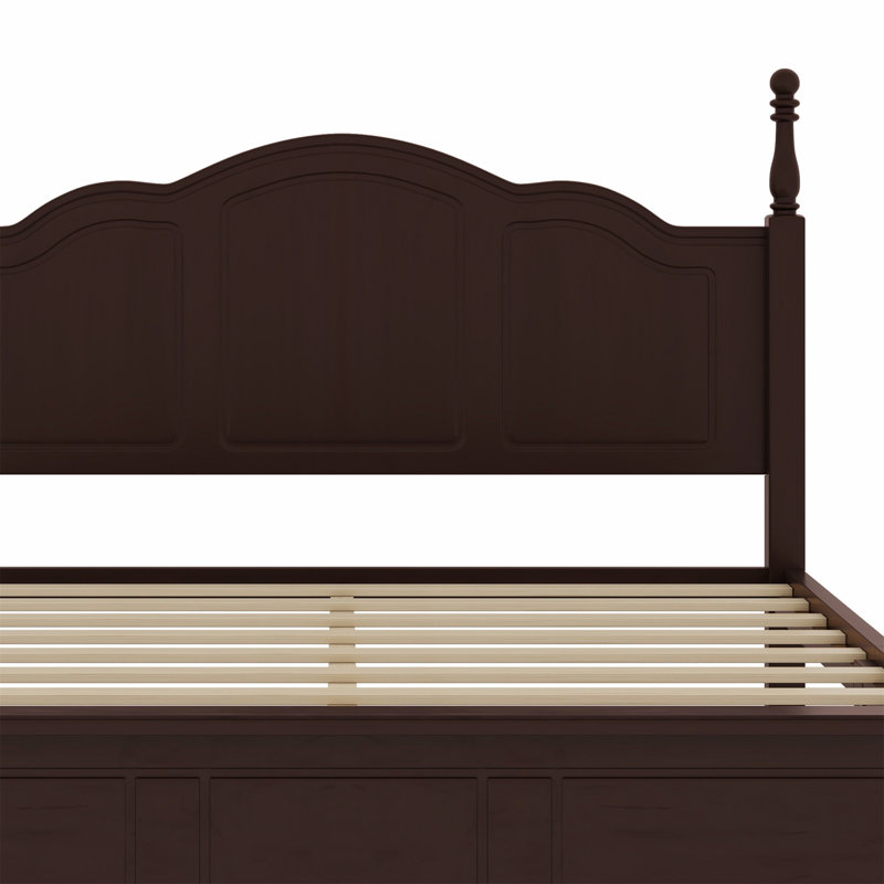 Base de lit plateforme en bois, Noyer foncé, Double