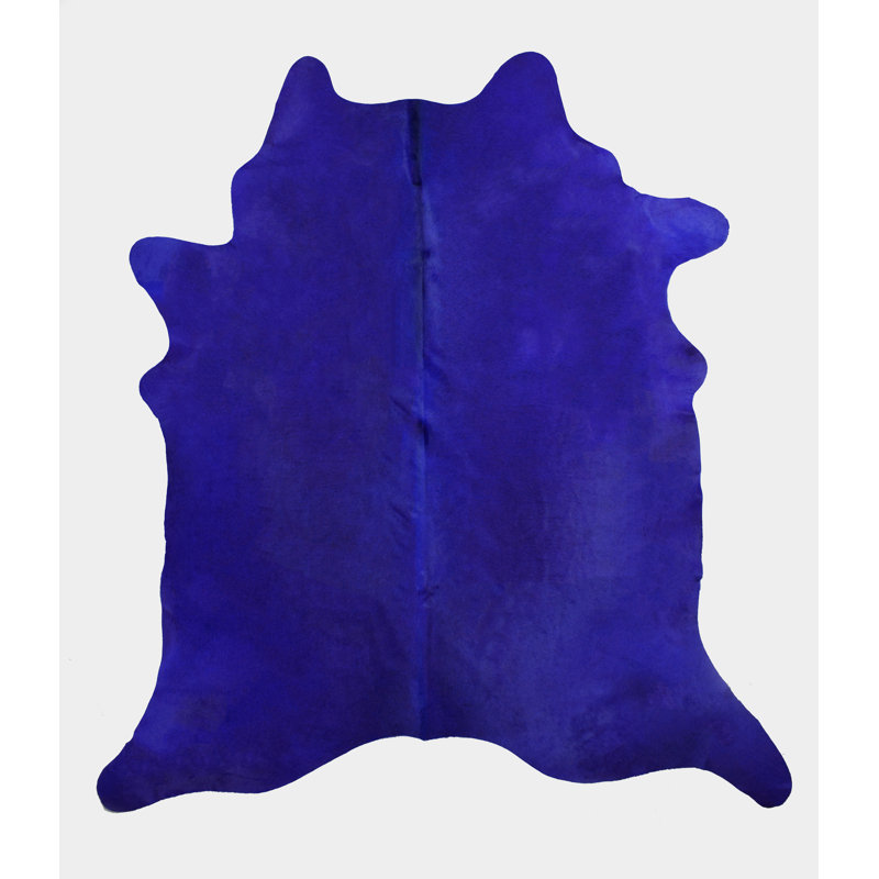 Nadya Cowhide Area Rug in Cobalt Blue