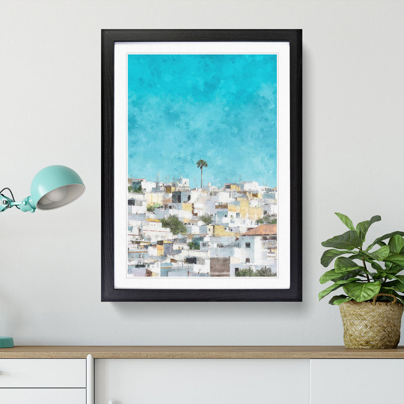 Rooftops in Montecorto Spain - Picture Frame Graphic Art Print, 33cm H x 24cm W x 2cm D, Black Framed
