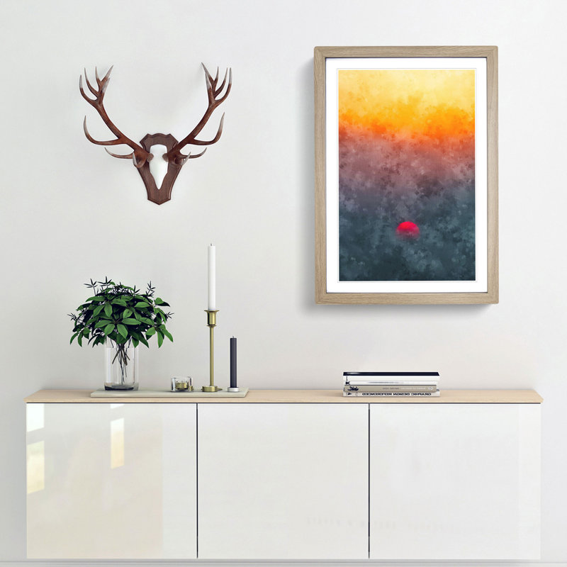 Sunset in Portugal - Framed Print, 87cm H x 62cm W x 2cm D, Oak Framed