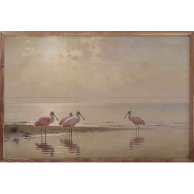 Roseate Spoonbills At Low Tide