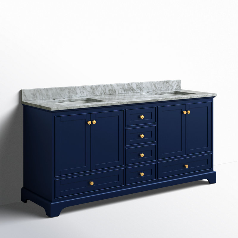 Audrey 72'' W Vanity, Heritage Blue | Brushed Gold