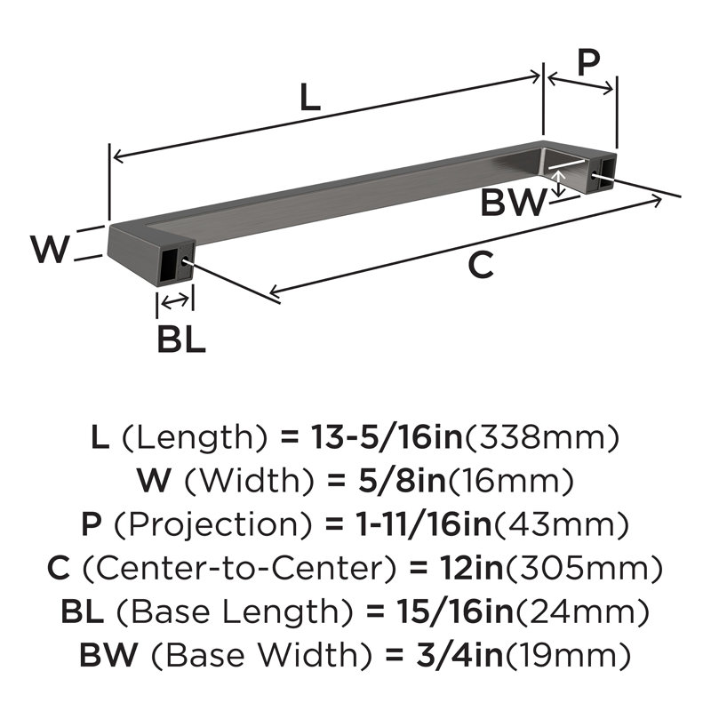 Blackrock 12 inch (305mm) Center-to-Center Gunmetal Appliance Pull