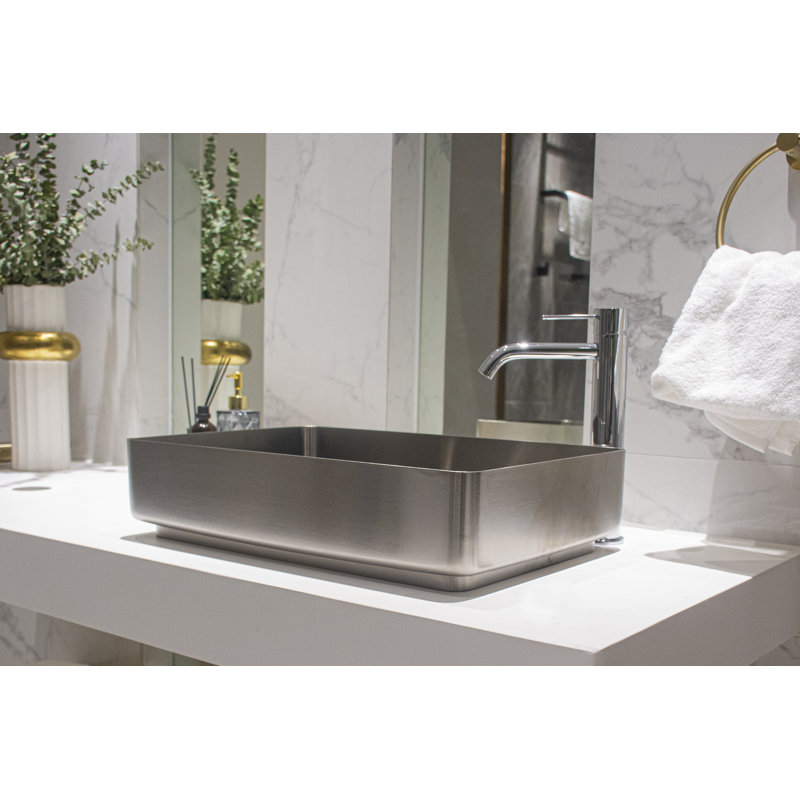 Selected 13.62'' Stainless Steel Square Bathroom Sink, Steel