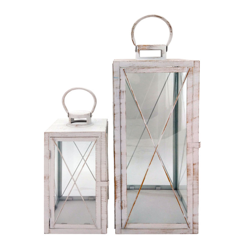 2 Piece Metal Floor Lantern Set