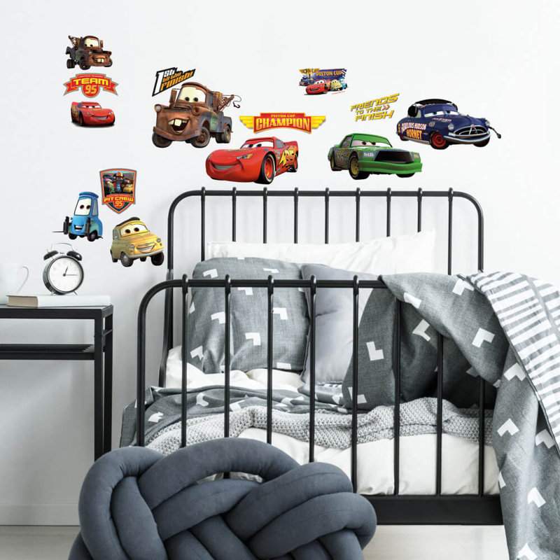 Ensemble de décalcomanie murale à pistons 19 pièces disney pixar cars